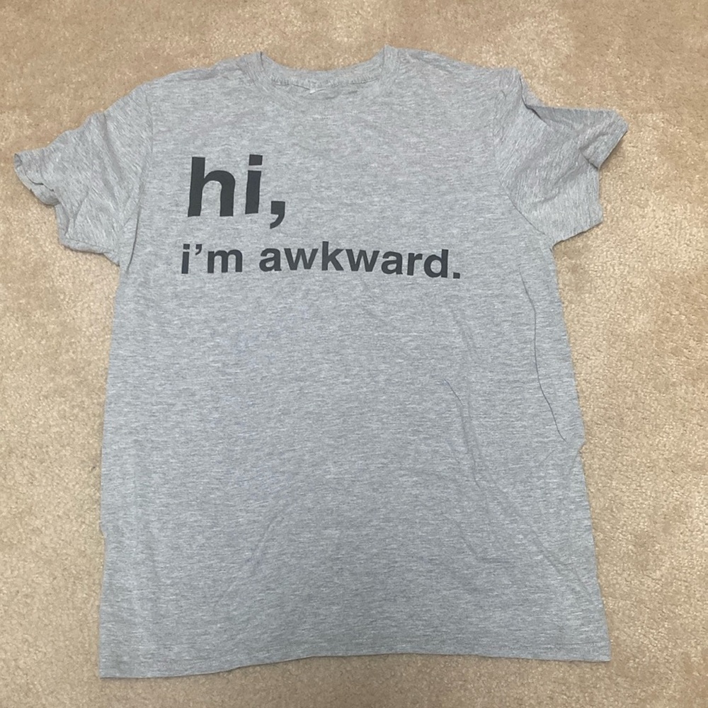 Women's Gray Graphic Tee - "Hi, I'm Awkward"